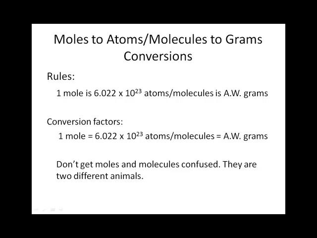 Moles to Atoms to Grams